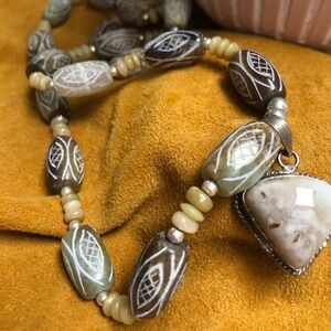 Jade necklace and earrings